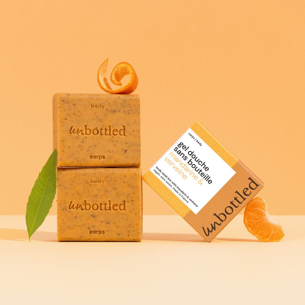 Duo de Gels Douche Sans Bouteille – Mandarine & Verveine