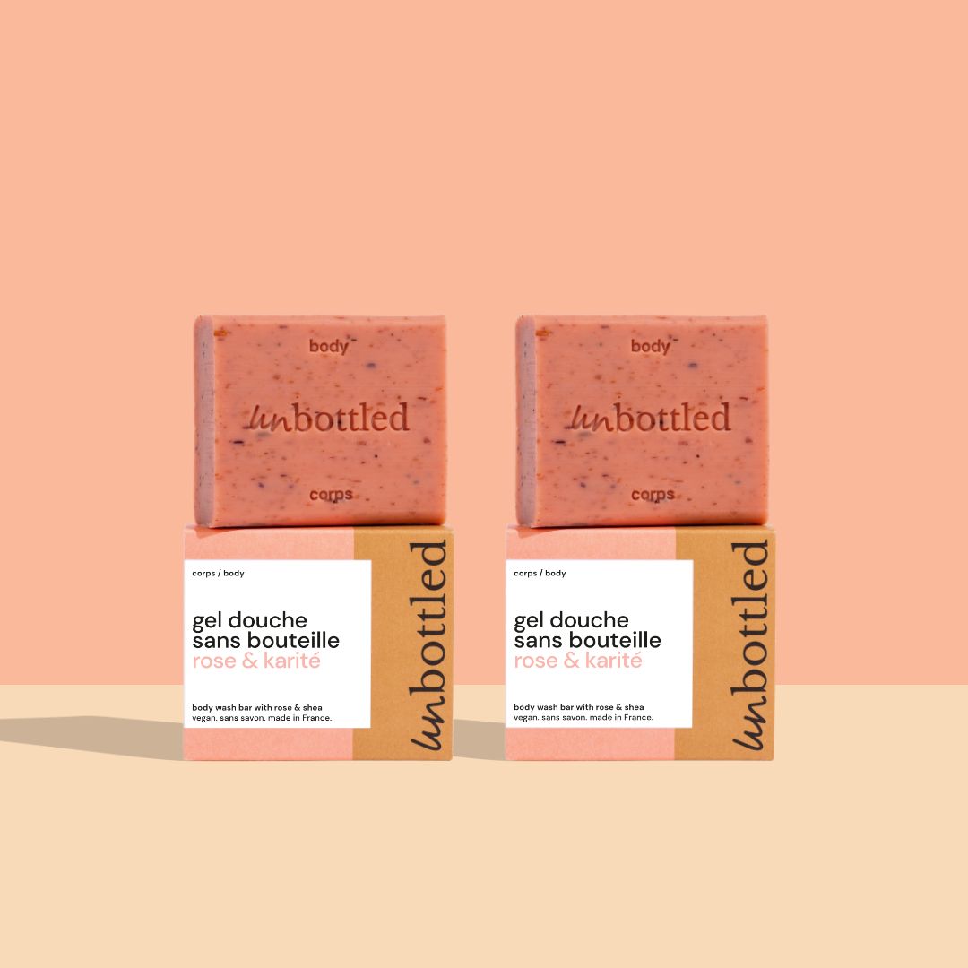 Duo de Gels Douche Sans Bouteille - Rose & Karité