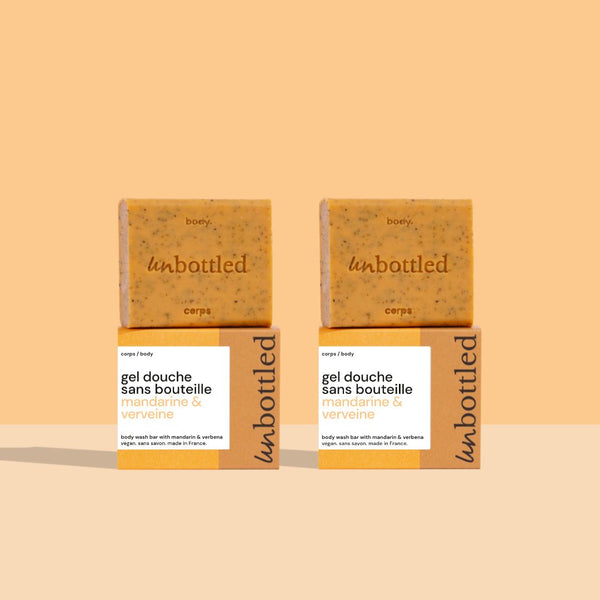 Duo de Gels Douche Sans Bouteille – Mandarine & Verveine