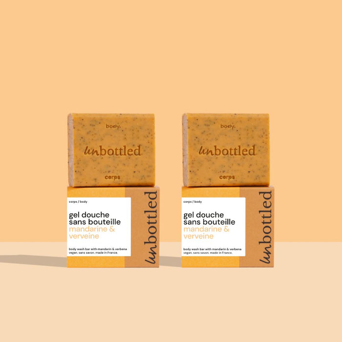 Duo de Gels Douche Sans Bouteille – Mandarine & Verveine
