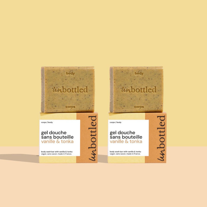 Duo de Gels Douche Sans Bouteille – Vanille & Tonka