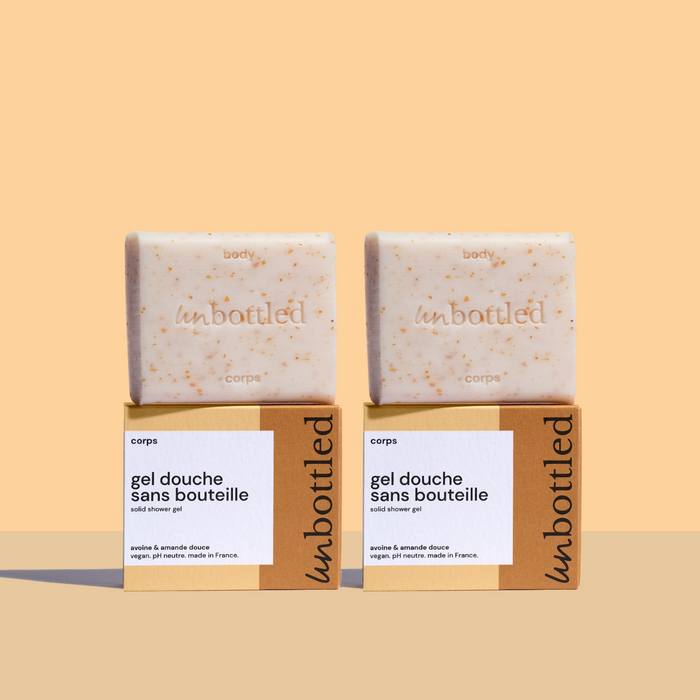 Duo de Gels Douche Sans Bouteille - Avoine & Amande Douce