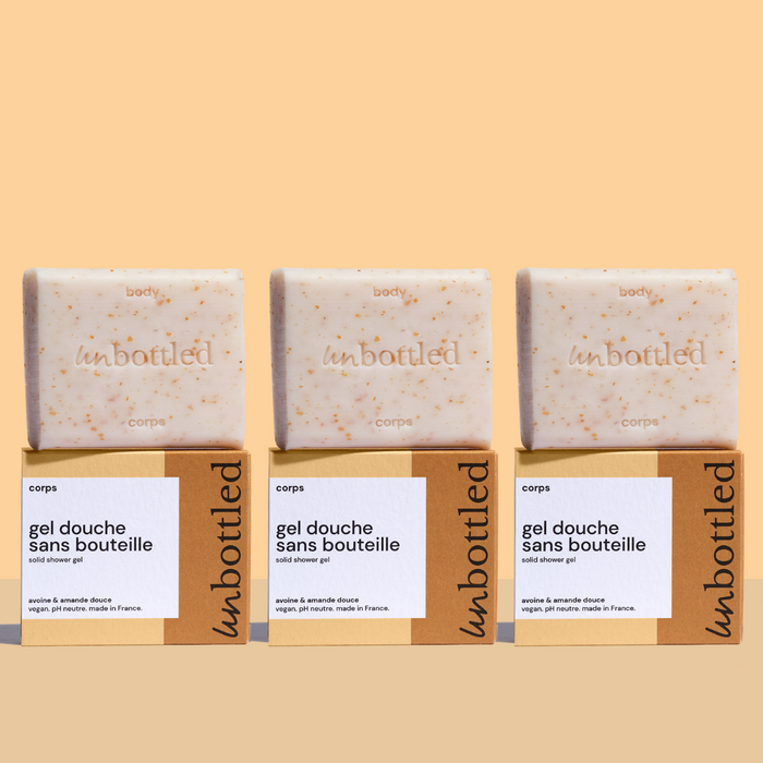 Trio de Gels Douche Sans Bouteille - Avoine & Amande Douce